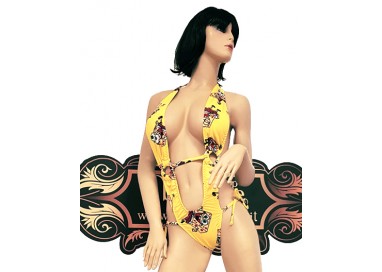 Costume Mare Trikini Donna - Trikini Giallo con Stampa SpongeBob e Laccetto - Ivete Pessoa