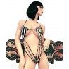 Sexy Shop Online I Trasgressivi - Costume Mare Trikini Donna - Trikini Zebrato con Motivo Floreale - Ivete Pessoa