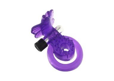 Anello Fallico Vibrante - Cock & Ball Ring Butterfly Purple - Seven Creations