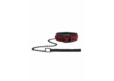 Guinzaglio Bondage - Luxury Collar with Leash Burgundy