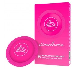 Profilattici love match stimolante 6 pezzi - sexy shop itrasgressivi -shop on line