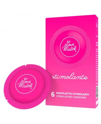 Profilattici love match stimolante 6 pezzi - sexy shop itrasgressivi -shop on line