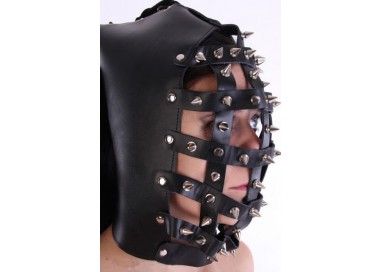 Maschera BDSM - Heavy Spiked Leather Muzzle Hood - Your Fetish World