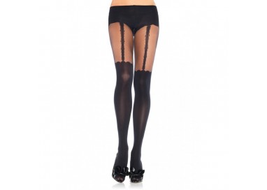 Calze & Collant - Collant Nero Reggi Spandex Opaque Garterbelt Look Pantyhose - Leg Avenue Calze & Collant - Collant Nero Reggi Spandex Opaque Garterbelt Look Pantyhose - Leg Avenue