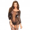 Sexy Shop Online I Trasgressivi - Abito Sexy - Mini Abito Reggicalze In Pizzo E Rete Nero Mini Dress Garter - Leg Avenue