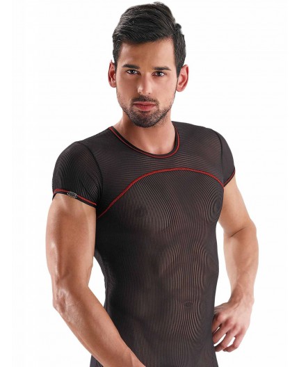 Sexy Shop Online I Trasgressivi - T-Shirt Uomo - Maglietta Nera Con Riga Rossa T-Shirt Black - Eros Veneziani