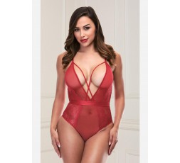 Sexy Shop Online I Trasgressivi - Sexy Lingerie - Body Rosso Con Pizzo Strappy Teddy With Deep V - Baci