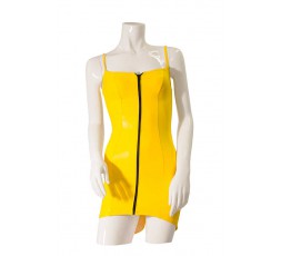 Sexy Shop Online I Trasgressivi - Abbigliamento In Latex - Mini Abito Giallo Lucido Datex Zip Up Front Dress - Guilty Pleasure