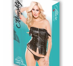 Sexy Shop Online I Trasgressivi - Abbigliamento In Pelle - Faux Leather Corset Top With G String - Allure