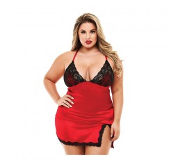 Sexy Shop Online I Trasgressivi - Sexy Lingerie - Chemise In Raso E Pizzo Con Slip - Baci Lingerie