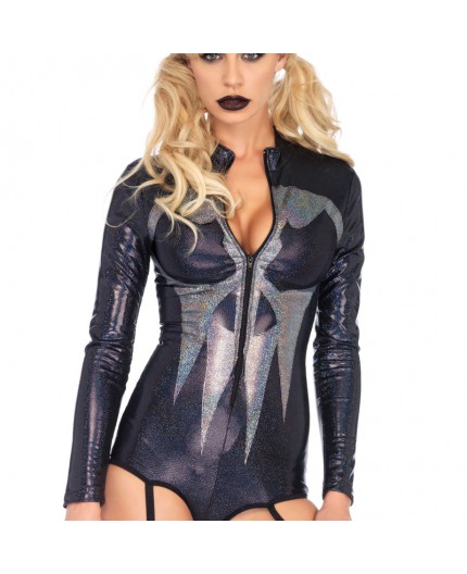 Sexy Shop Online I Trasgressivi - Carnevale Donna - Body Con Giarrettiera Shimmer Iridescent Skull Garter - Leg Avenue