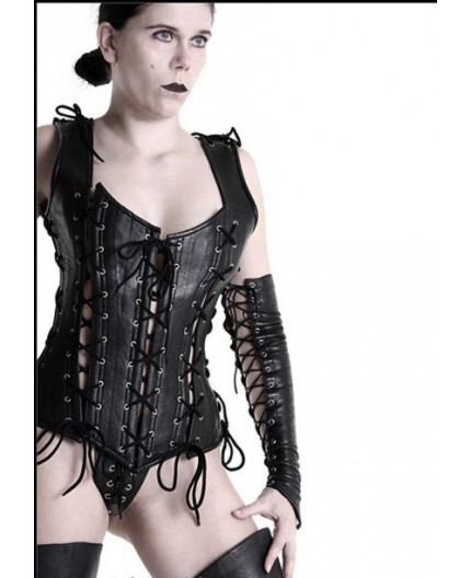 Sexy Shop Online I Trasgressivi - Abbigliamento In Pelle - Corsetto in Pelle Laced Up Corset Nero - Your Fetish World