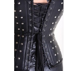 Sexy Shop Online I Trasgressivi - Abbigliamento In Pelle - Corsetto In Pelle Con Borchie Nero - Your Fetish World