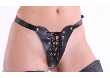 Abbigliamento In Pelle - Perizoma Fetish Con Lacci Nero - Your Fetish World