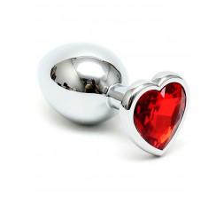 Sexy Shop Online I Trasgressivi - Plug Anale In Metallo - Butt Plug Small With Heart Shaped Crystal Red - Rimba