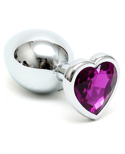 Sexy Shop Online I Trasgressivi - Plug Anale In Metallo - Butt Plug Small With Heart Shaped Crystal Purple - Rimba