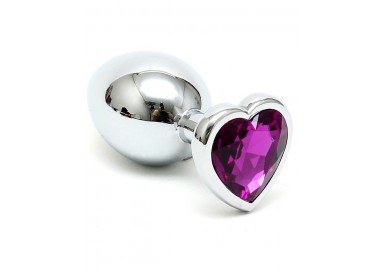 Plug Anale In Metallo - Butt Plug Small With Heart Shaped Crystal Purple - Rimba