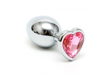 Plug Anale In Metallo - Butt Plug Small With Heart Shaped Crystal Rosa - Rimba