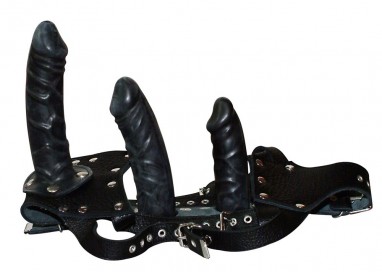 StrapOn Donna - Cintura 3 Dildo Leather String - Zado