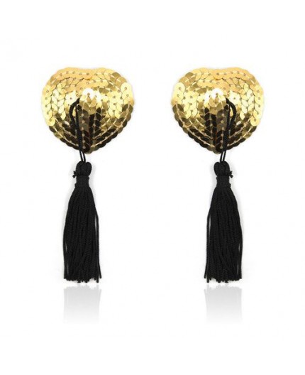 Sexy Shop Online I Trasgressivi - Accessori Vari - Copricapezzoli Cuore Heart Shine Nipples Tassels Oro - Toyz4Lovers