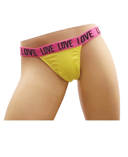 Sexy Shop Online I Trasgressivi - Slip Transgender By Ivete Pessoa - Calcinha Giallo Fluo Love Nera - Ivete Pessoa