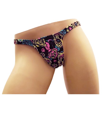 Sexy Shop Online I Trasgressivi - Slip Transgender By Ivete Pessoa - Calcinha Nero con Teschi Multicolore - Ivete Pessoa