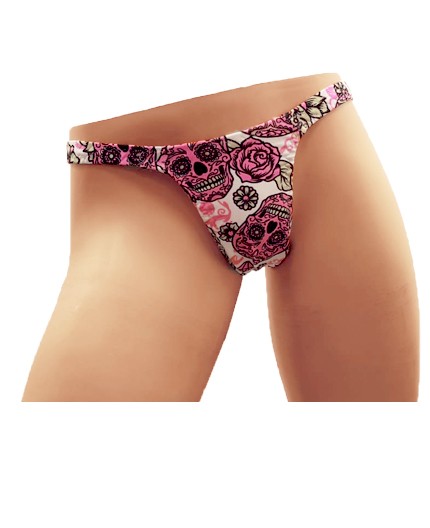 Sexy Shop Online I Trasgressivi - Slip Transgender By Ivete Pessoa - Calcinha Bianco con Teschi Rosa - Ivete Pessoa